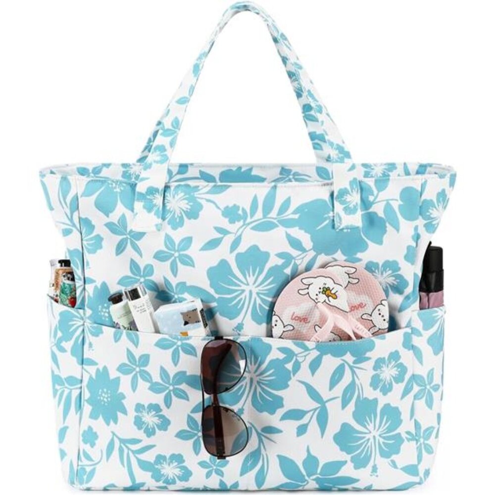 Large Beach Tote Bag Women Waterproof Sandproof Zipper Beach Tote Bag for Pool